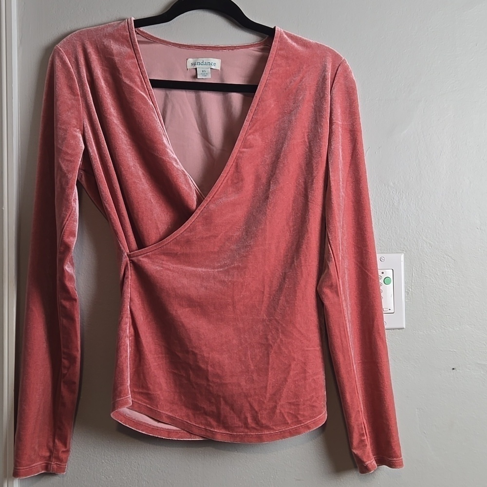 Sundance Pink Velvet Wrap Top